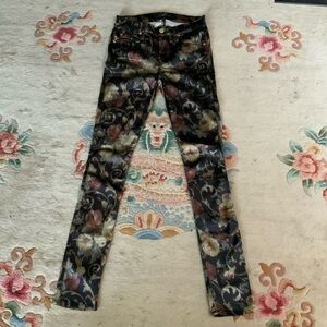 7 for All Mankind Womens THE SKINNY Floral Chintz Jacquard Pants